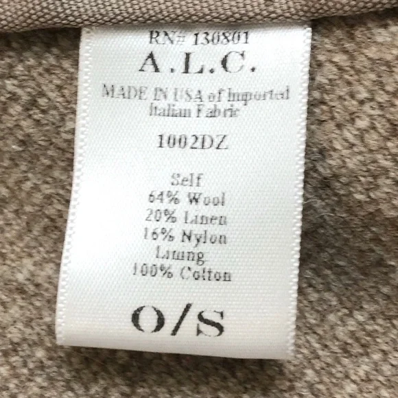 A.L.C.Rare Wool Blend Tan Boho Western Poncho with Stripe